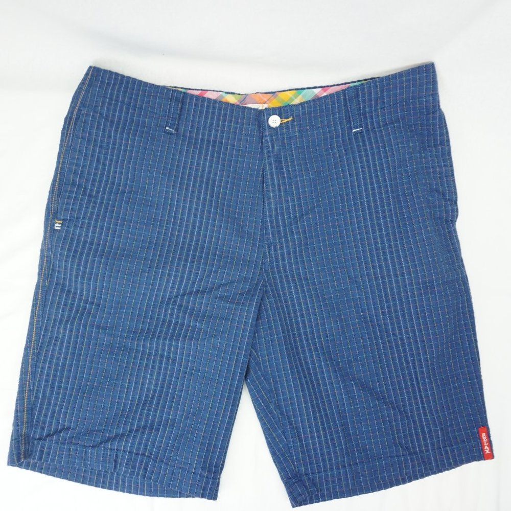 Tommy Bahama Blue Checkered Flat Front Shorts 40"